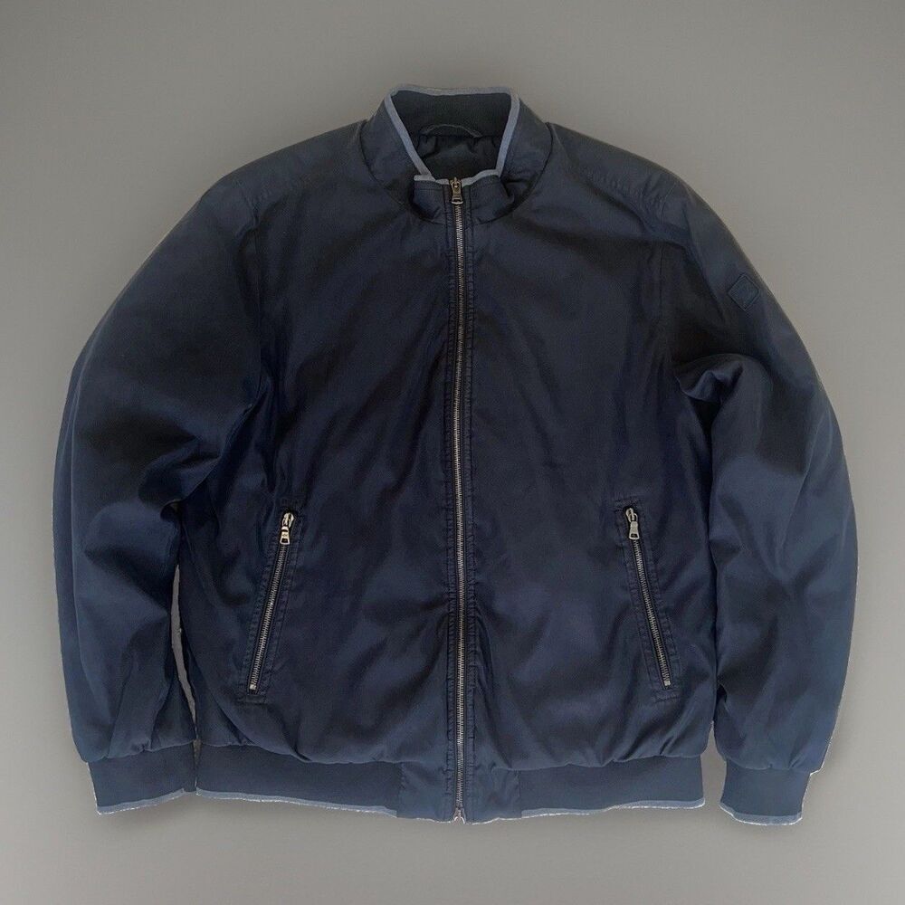 Paul & Shark Yachting Men’s Navy Blue Nylon Bomber Jacket Sleeve Badge Size XL
